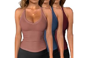 iGENJUN 3 Pack Workout Tops for Women Racerback Basic Tank Summer 2025 Camisole V Neck Slim Fit Ribbed Sleeveless