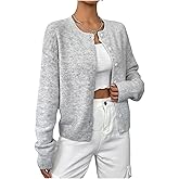 RoseSeek Women's Knit Cardigans Long Sleeve Button Dwon Lightweight Cardigan Sweaters Trendy Fall Outfits