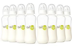 Avima 10 oz Anti Colic Baby Bottle Set - Medium Flow Nipples Included, Standard Neck, BPA Free - 3-6 Months, Stage 2 Feeding for Gas, Spit Up & Colic (Set of 8)