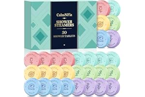 CalmNFiz 30 Pack Shower Steamers for Women Present Set, Shower Bath Bombs with 6 Scents, Self-Care Items for Wife As Valentine's Day and Mothers Day Present Idea, Birthday Present Stocking Suffers