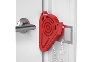 URGEEO Metal Portable Door Lock for Travel Hotel Room Safety - Hotel Door Locks for Travelers Security, Extra Door Lock from Inside, Apartment Room Security Latches & Bolts Travel Essentials,Red