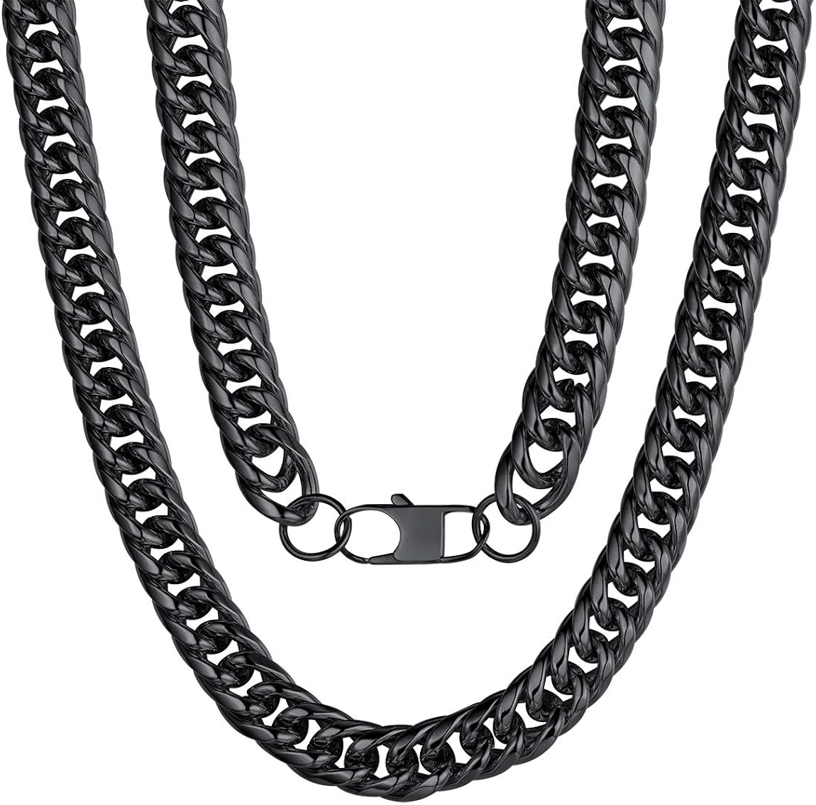 Black Necklace for Men 12mm 30inch Cuban Link Chains Eboy Chain