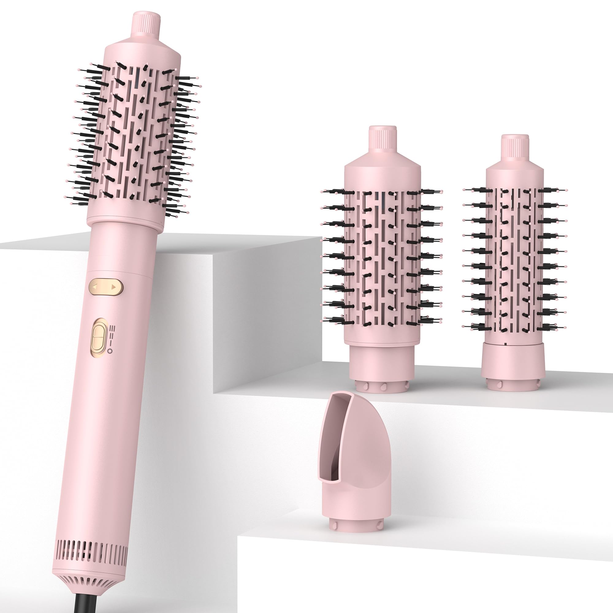 Photo 1 of 3 in 1 Rotating Hair Dryer Brush,Negative Ionic Professional Brush Blow Dryer with Detachable Brush(2" & 1.5"),3 Heats and 2 Speeds Rotating Hot Air Brush for Curling,Straight,Drying