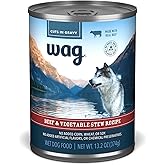 Amazon Brand - Wag Stew Canned Dog Food, Beef &amp; Vegetable Recipe, 13.2 oz Can (Pack of 12)