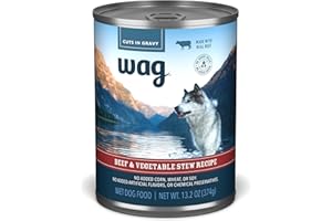 Amazon Brand - Wag Stew Canned Dog Food, Beef & Vegetable Recipe, 13.2 oz Can (Pack of 12)