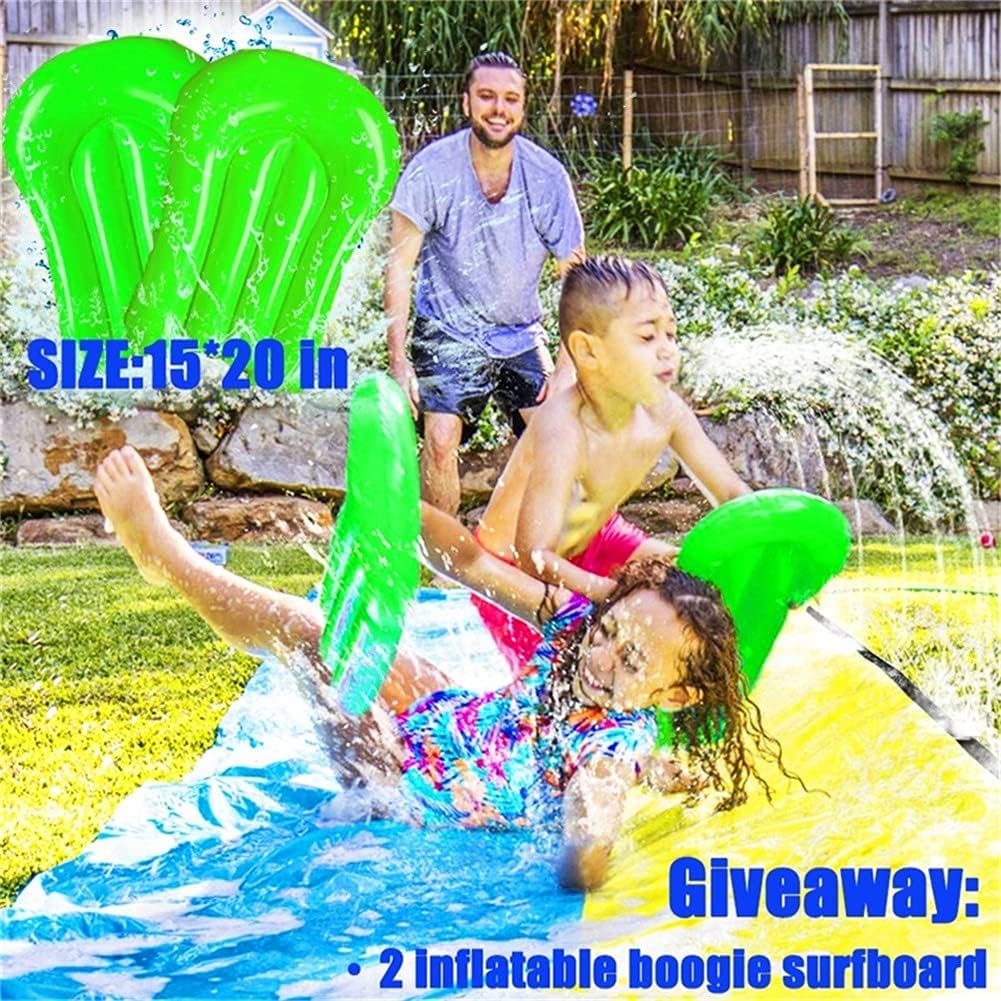 UMEELR Lawn Water Slip and Slide Toys, Double Race Lanes Slip Slide with 2 Splash Sprinkler Inflatable Crash Pad for Kids Boys Girls Summer Garden Backyard Swimming Pool Outdoor Water Toys, 16FT: Toys & Games