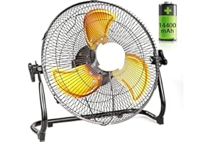 lcocove Battery Operated Fan, Home or Outdoor Dual-use Portable Fan,With 14400mAh Capacity Battery Can Running 5-24 Hours, Design For Camping，Patio，with USB Output For Phone