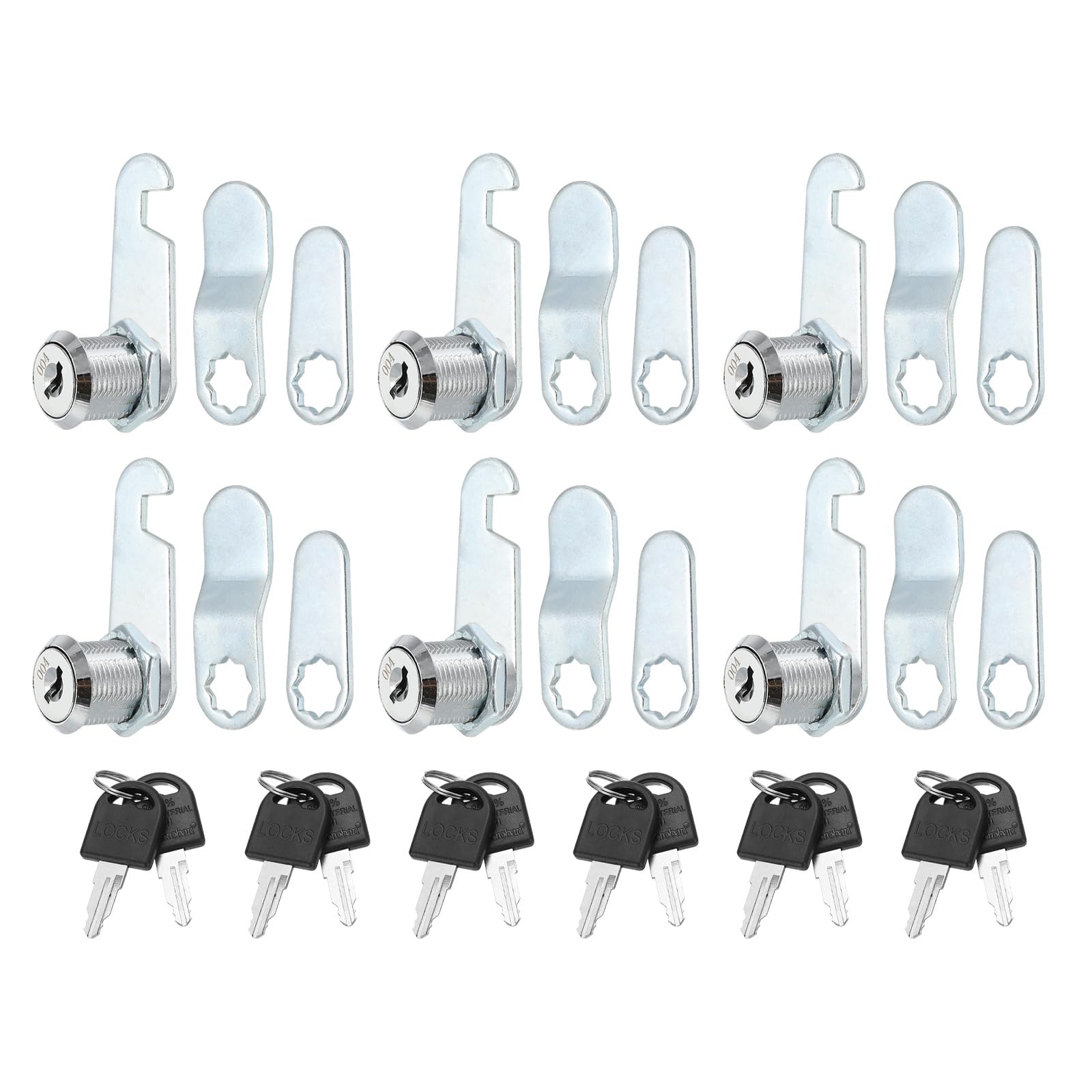 PATIKIL 3/4" Cam Lock with Keys, 6 Pack Zinc Alloy Keyed Different Cabinet Cam Lock Set RV Storage Lock for File Drawer Mailbox Toolbox, Silver Tone