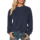 Elesomo Womens Sweatshirts Cotton Crew Neck Casual Long Sleeve Pullover Tops