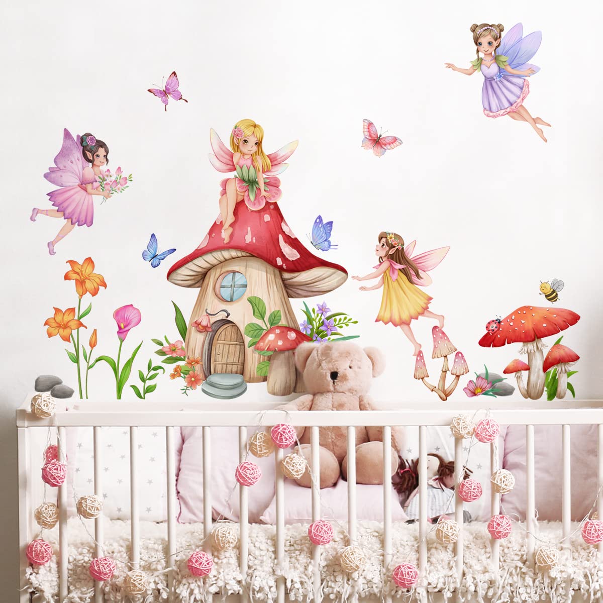 Runtoo Mushroom Butterfly Wall Stickers for Girls Room Kids Room Home Decor — image 1