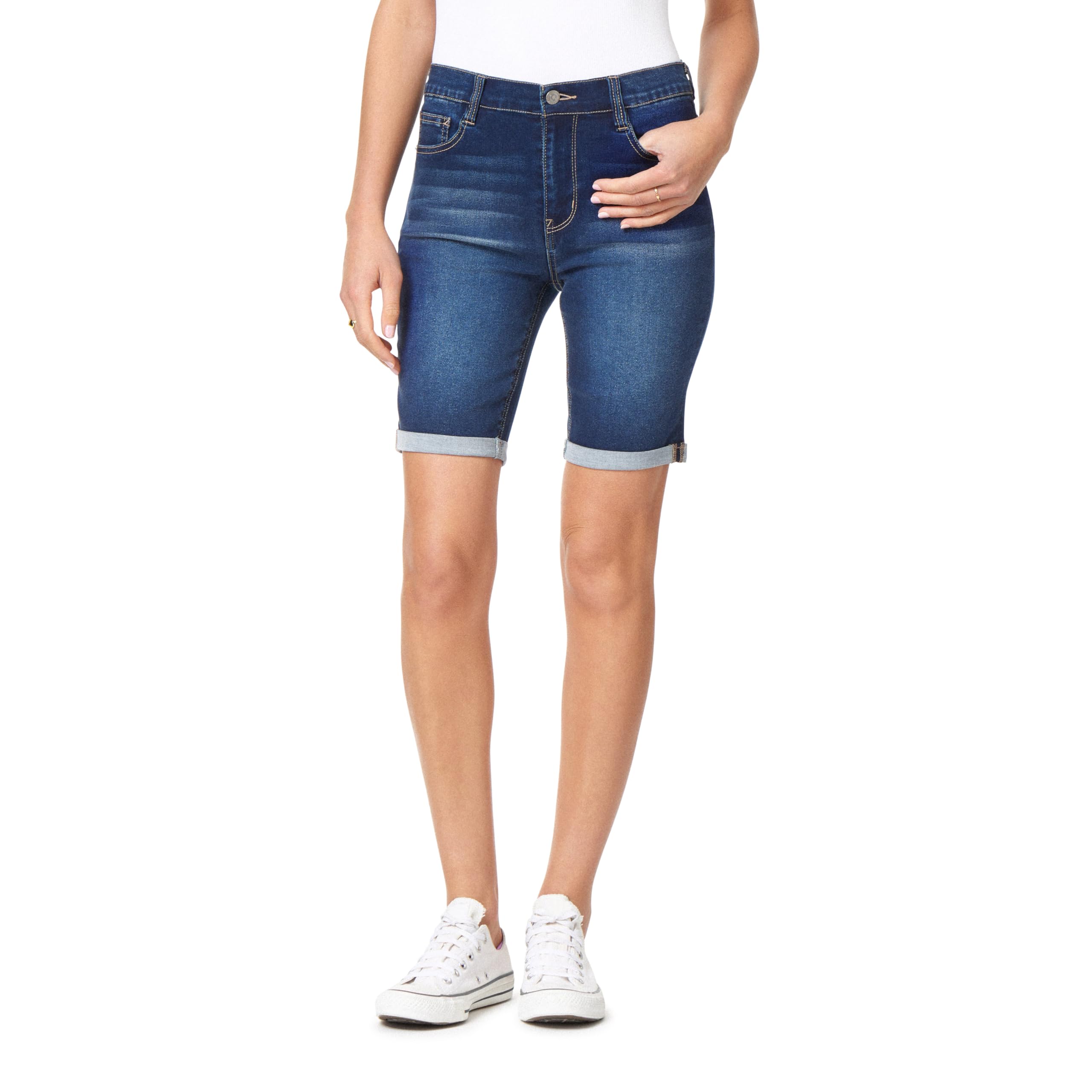 WallFlower Jeans Irresistible Denim Shorts for Women High Rise Insta Soft Figure Enhancing Stretch Denim in Standard and Plus, Dune, 13 Image