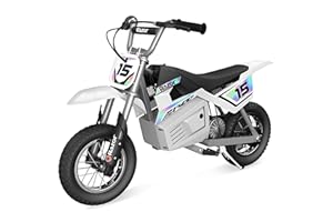 Razor MX400 Dirt Rocket Electric Bike for Kids Ages 8+, 140 lb Max Weight, White – 24V Battery, Up to 14 Mph, 30-Min Ride Time on High Speed, Twist-Grip Throttle, Spoked Wheels w/ 12” Pneumatic Tires