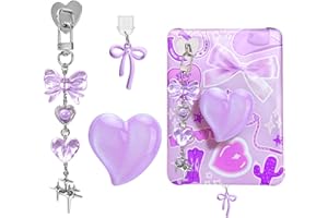 AIERSA Cute Charms Set for Kindle,Including Dust Plug Charm Type C/USB C,Heart Grip Holder,Bling Keychains with Hook for Kindle Accessories,Compatible for Kindle Paperwhite 11th 12th Generation-Purple