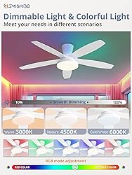 ZMISHIBO 48 inch RGB Ceiling Fans with Lights and