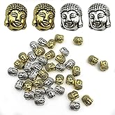 vokoko 40Pcs Buddha Beads Silver Gold Buddha Spacer Beads for Jewelry Making Metal Buddha Shaped Beads for Bracelets Necklace Earring Making Buddha Charms