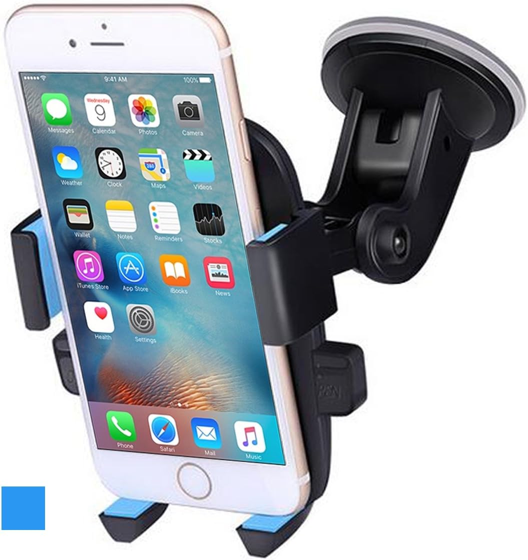 ANCOOLE Car Mount Holder Cradle on Windshield 360 Degrees Rotation Freely Adjustable for Universal Phone (Blue)