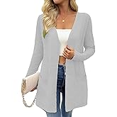 DIKUCI Cardigan for Women Long Sleeve Open Front Lightweight Cardigans Casual Loose Cardigans with Pocket