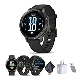Garmin Venu 4, 41mm, Advanced Fitness Tracker GPS Smartwatch, 1.2" AMOLED Display, Built-in Flashlight, 10 Days of Battery Life, Slate with Black Silicone Band (Watch Bundle)