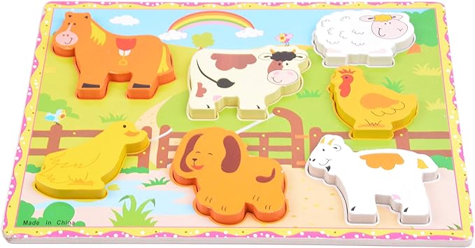 Tiny Souls Wooden 7 Animals, Cow, Sheep, Chicken, Dog, 3D Puzzle