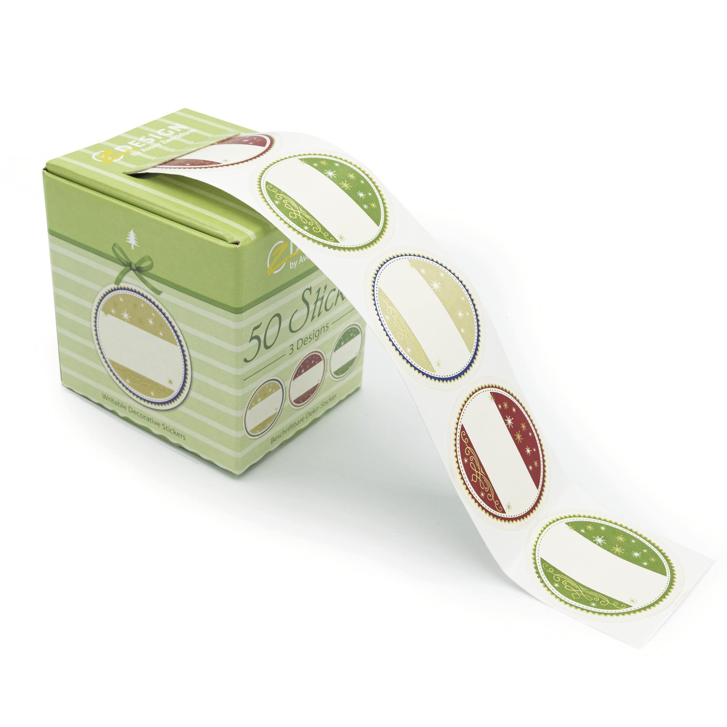 Avery Zweckform 56829-A Stickers on a Roll Christmas 50 Stickers in Dispensing Box