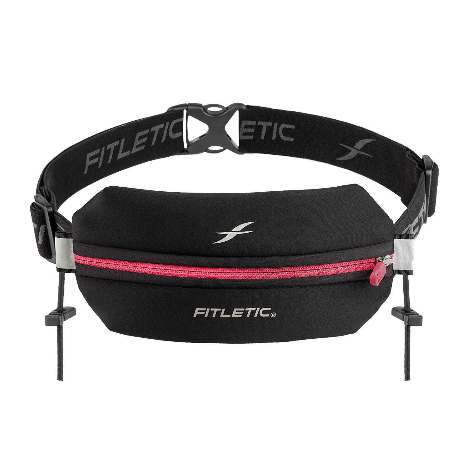 Fitletic Phone Holder Neo Racing Bum Bag Lightweight and Sleek Running Belt with Adjustable Strap Durable Mini Waist Bag for Men and Women Ideal Sport Bag for Outdoor Activities (Black/Pink)
