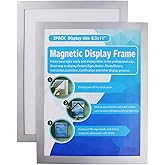 MFoffice Window Sign Holder 8.5x11'' - Plastic Picture Frames - Double Sided and Adhesive for Wall/Door/Refrigerator/Cupboard Display Frame,Silver,Pack of 2