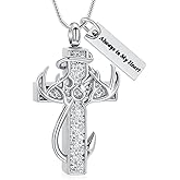 MFRZBVO Cross Cremation Jewelry Urn Necklace for Human Ashes for Women Men Fish Hook Antler Deer Memorial Ashes Keepsake Pendant