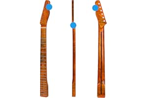 SURTIYCRII 21 frets TL Canadian Maple, Clear Gloss Electric guitar neck, Skunk stripe back inlay, 14" fretboard radius, Bone nut,Bright Brown