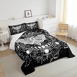 Gothic Decor Comforter Set Twin Size Boys Boho Moth