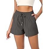 ODODOS Stretch Woven Athletic Shorts for Women High Waist Summer Lightweight Casual Shorts with Pockets