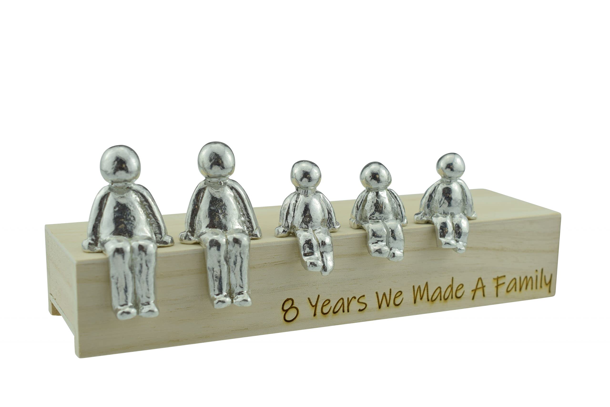 8th Anniversary Idea - 8 Years We Made A Family Metal Ornament - Choose Your Family Combination Box & Woodgrain May Vary(3 Children)
