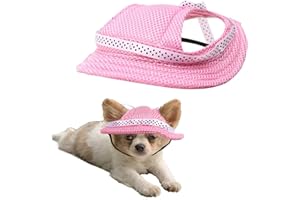 AUDOLOKU Dog Hat for Extra Small Dogs to Wear Puppy Bucket Hats with Ear Holes and Chin Strap Dog Visor Hat Beach Sun Protection Baseball Cap for Terriers Pug Chihuahua Shih Tzu Yorkshire (S, Pink)