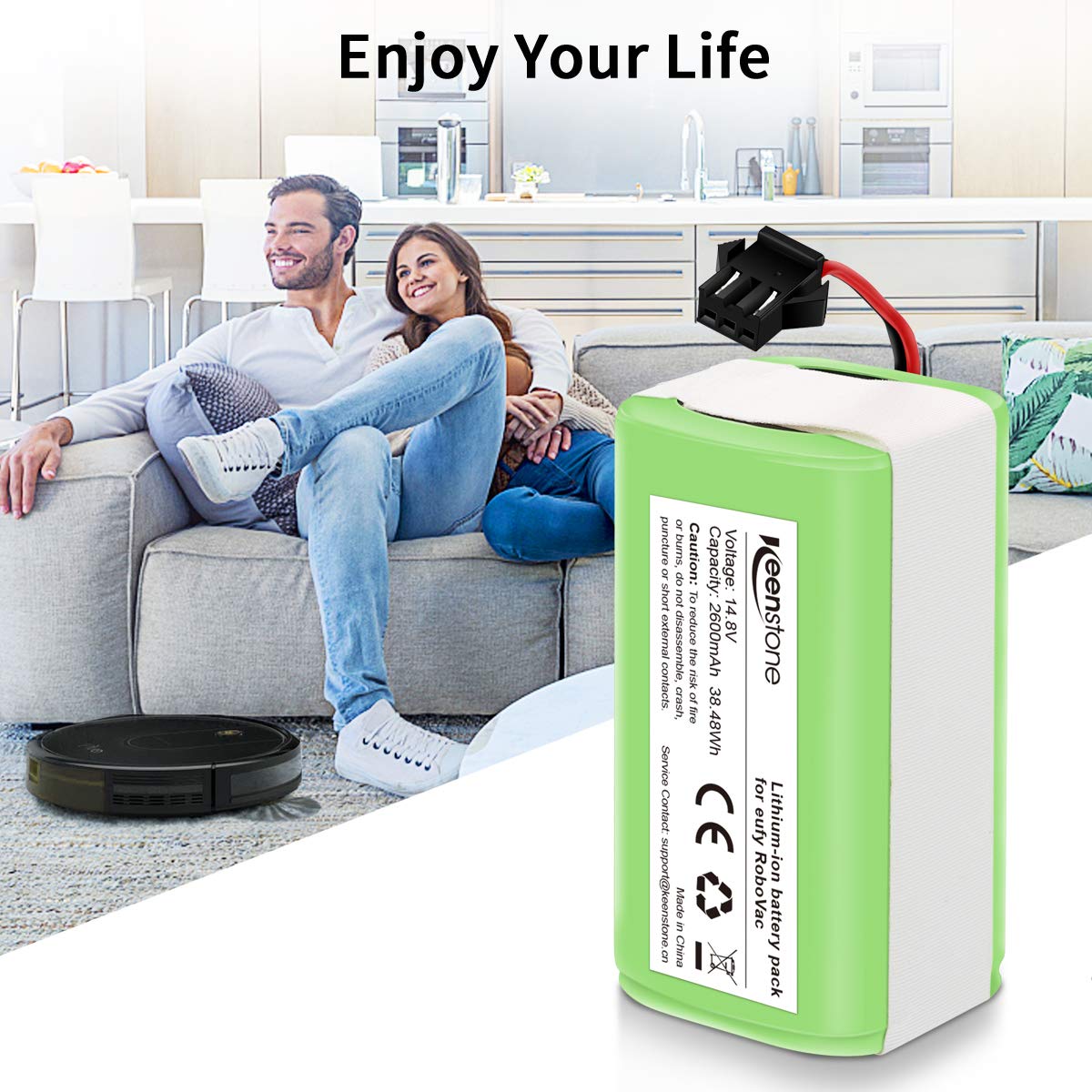 Keenstone 14.8v 2600mAh Li-ion Rechargeable Replacement Battery for Eufy Compatible with RoboVac 11, RoboVac 11S, RoboVac 11S MAX, RoboVac 15T, RoboVac 30, RoboVac 15C, RoboVac 12, RoboVac 35C