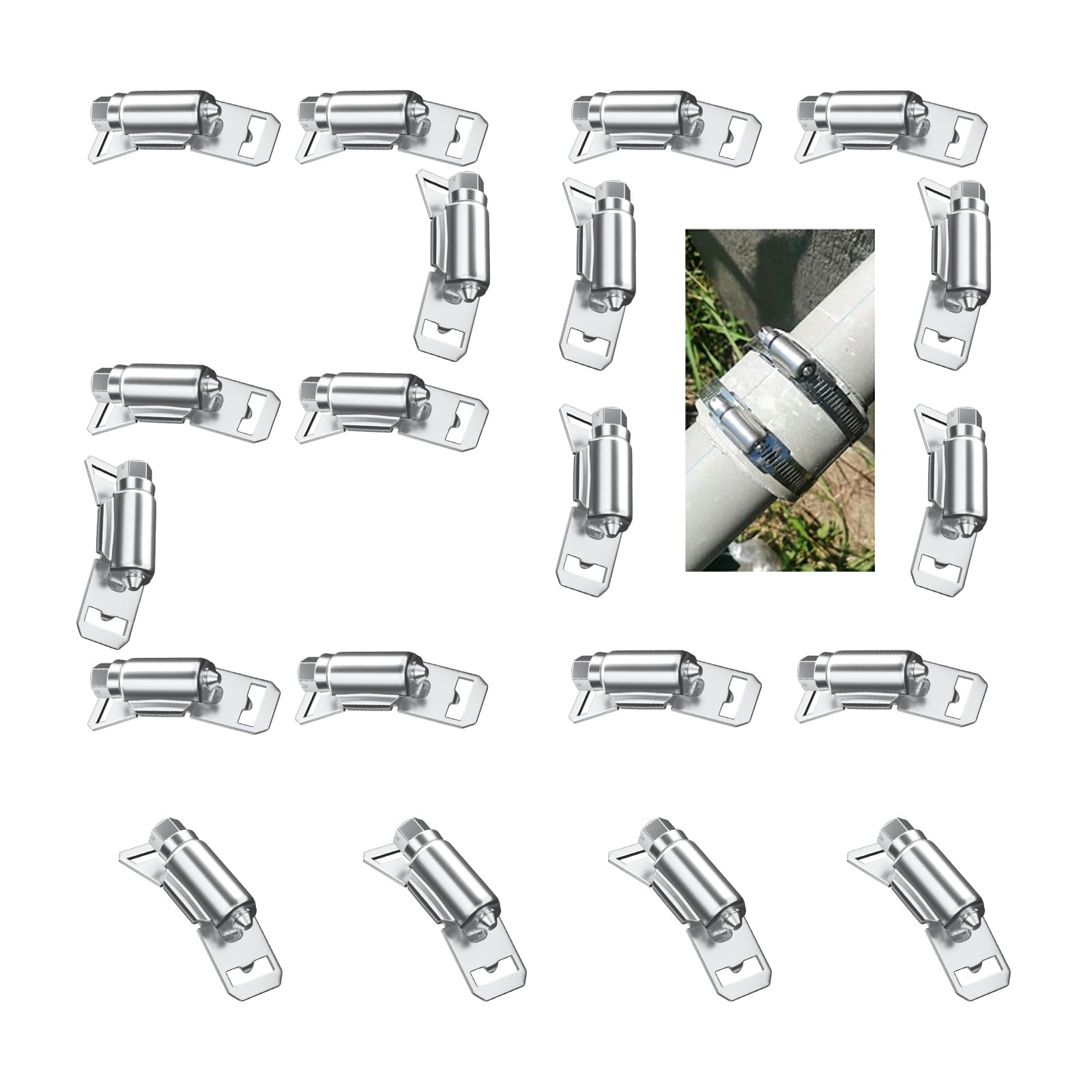 Photo 1 of 20 pack,Hose Clamp Fasteners only,DIY 304 Stainless Steel Adjustable Pipe Worm Clamp Fasteners for Air Duct Clamps,Exhaust Wrap Clamps,Water Pipe,Pole Mount and Metal Strapping