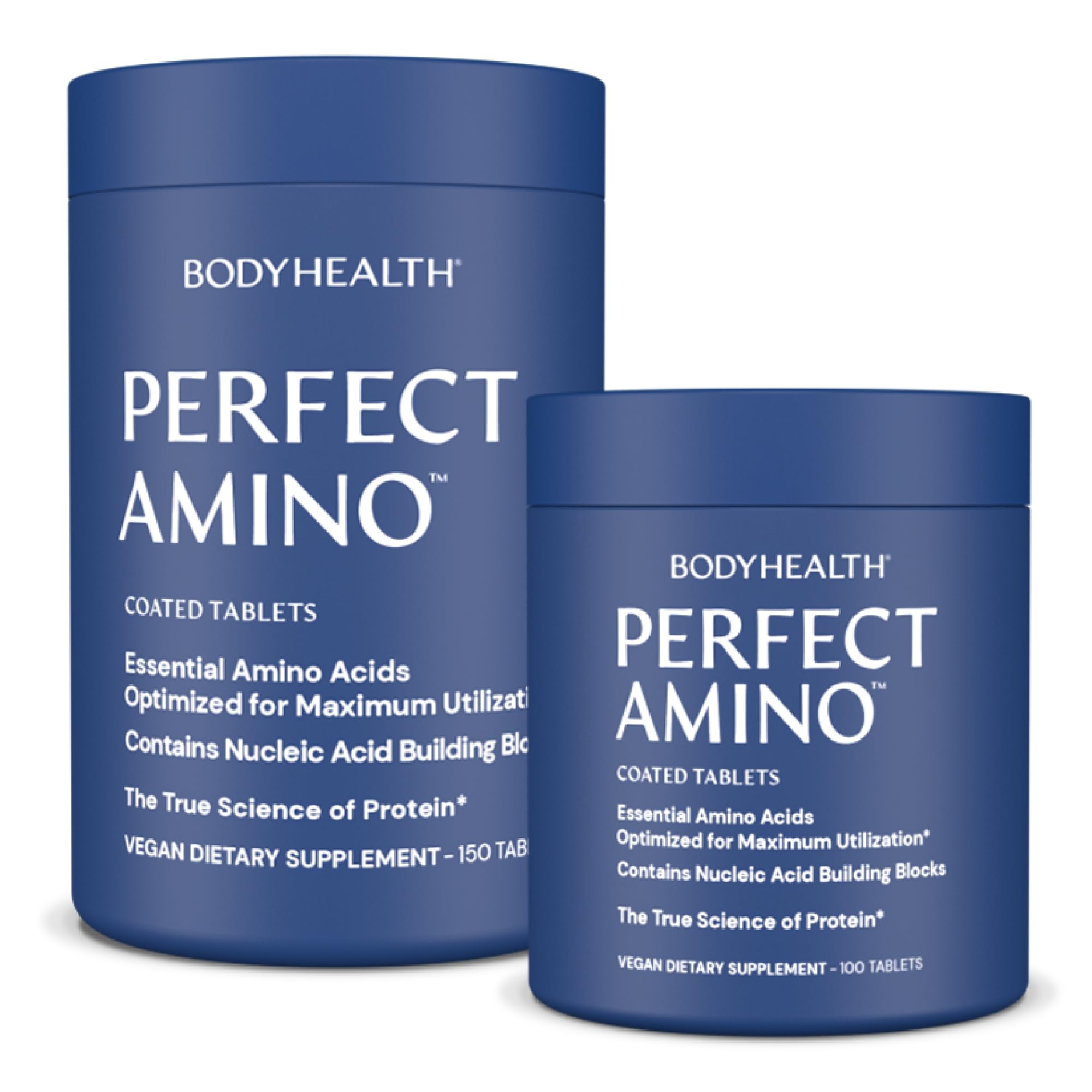 BodyHealth PerfectAmino Easy to Swallow Tablets, Essential Amino Acids Supplement with BCAAs, Vegan Protein for Pre/Post Workout & Muscle Recovery with Lysine, Tryptophan, Leucine (36 Servings)