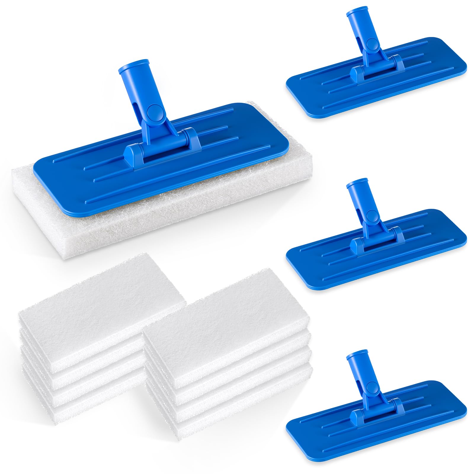 Photo 1 of Maxdot 4 Pcs Scrub Pad Holder Threaded B0DW478Y3YSwivel Pad Holder with Pads, Heavy-duty Joint Scouring, Versatile for Commercial Cleaning, Blue 9 x 3.75 Inch