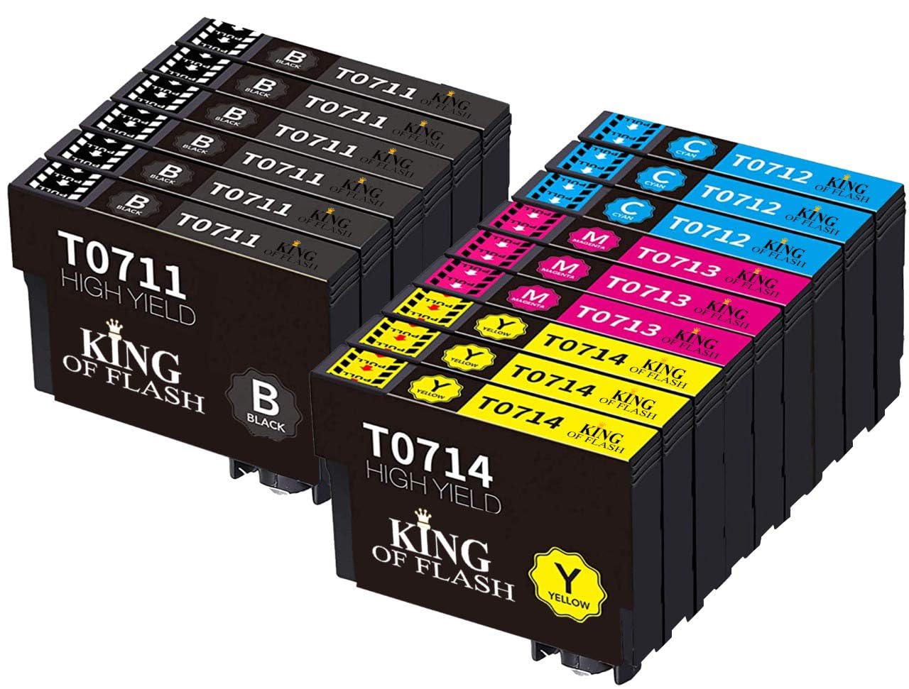 Ink Guru Replacement for Epson T0711 T0712 T0713 T0714 T0715 Ink Cartridges Compatible for Epson Stylus SX218 SX415 SX515W SX200 DX7450 DX8400 DX8450 SX100 DX4000 (6 Black, 3 Cyan, 3 Magenat, 3 Yellow