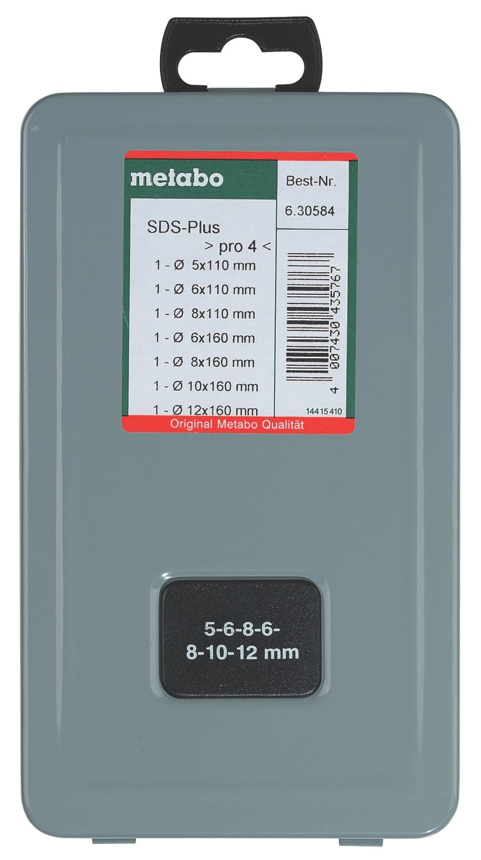 Metabo 630584000 Carbide-Tipped Hammer Drill Bit Set, Green, Set of 7 Piece