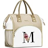 BAGNN Initial Lunch Bag Women, Cooler Insulated Lunch Box for Girls, Large Adult Leakproof Lunch Box for Picnic Work, Personalized Tote Bag, Birthday Gifts/Valentines Day Gifts, Letter M.