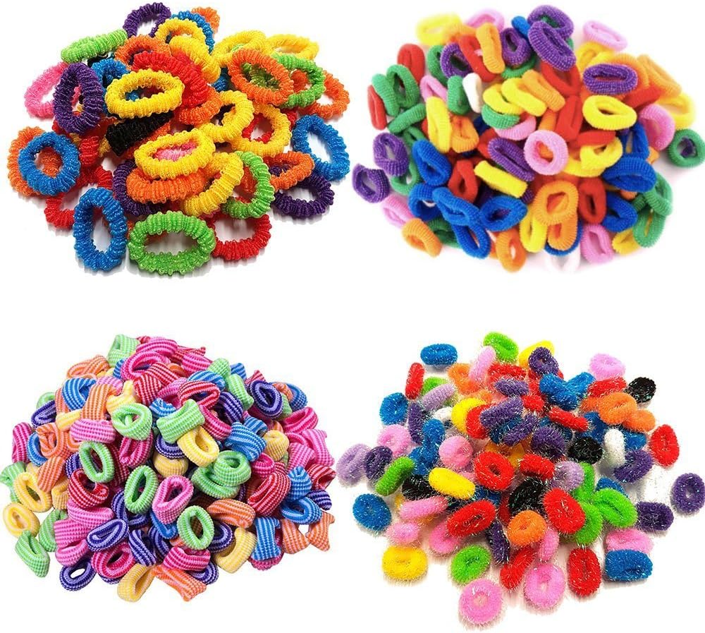 Jumbo Pack Of 200 Assorted Colours Girls Kids Elastic Hair Band Bobbles Stripe Glitter