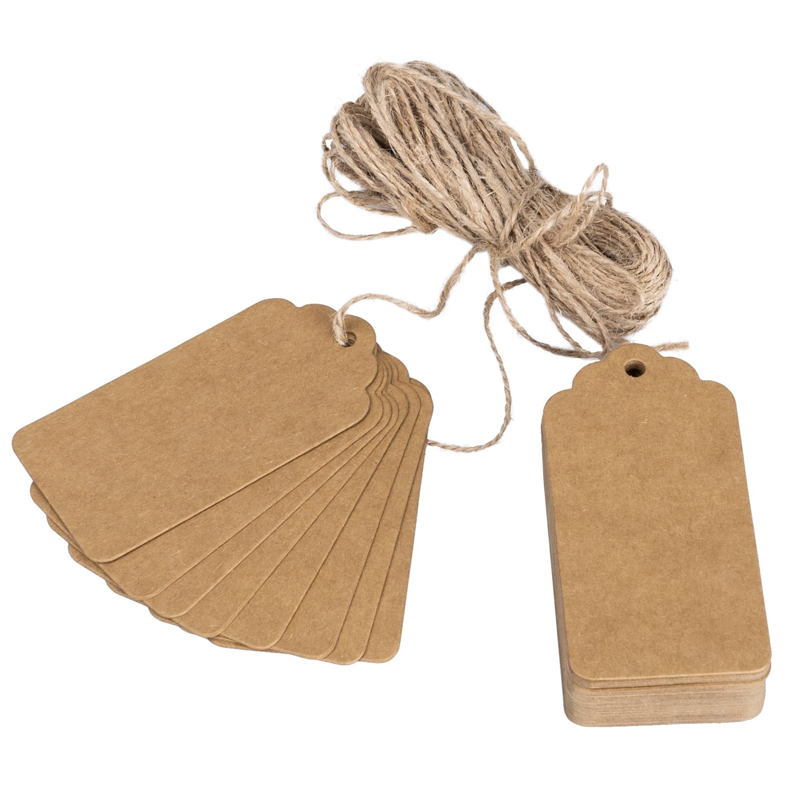Kraft Paper Gift Tags - 100 PCS Brown Paper Tags, 10 x 5cm for Present, Wedding, Thanksgiving Decorations