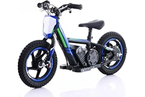 AIII Lightweight Electric Dirt Bike for Kids Aged 3-6, 170W Racing Grade Electric Motorcycle, Up to 9MPH & 2 Speed Settings, 24V Detachable Battery, 12'' Rubber Tires, Adjustable Seat, Blue