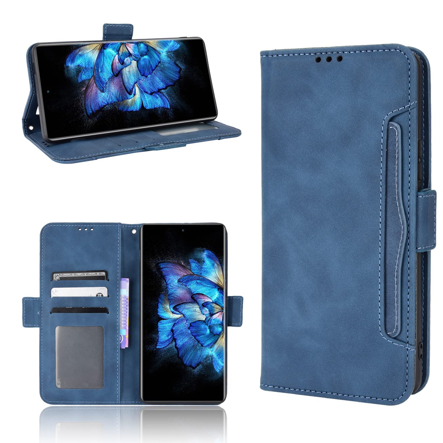 Wallet Case for MOTO Edge 30 Neo Case, Retro Style Wallet Magnetic Cover with Credit Card Slots and Flip Stand, Leather Phone Case Compatible with MOTO Edge 30 Neo, Blue