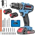 Cordless Power Drill Set with Battery and Charger, 25+3 Mini Drill 21V Electric Drill Cordless Hammer Impact Drill Set with 3/8 Inch Keyless Chuck with 2 Batteries