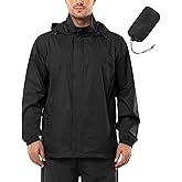 Outdoor Ventures Men's Rain Jacket Waterproof Lightweight Packable Raincoat | Breathable, Fully Taped Seams, Windbreaker, Windproof Rain Shell, Stowaway Hood, 4 Pockets, for Hiking, Golf, Travel