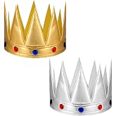 Bencailor 2 Pcs Halloween King Crown Gold and Silver King Crowns | Adjustable Reusable Birthday Hat Set, for Men Women Adults, Halloween Birthday Party Supplies Costume Accessory