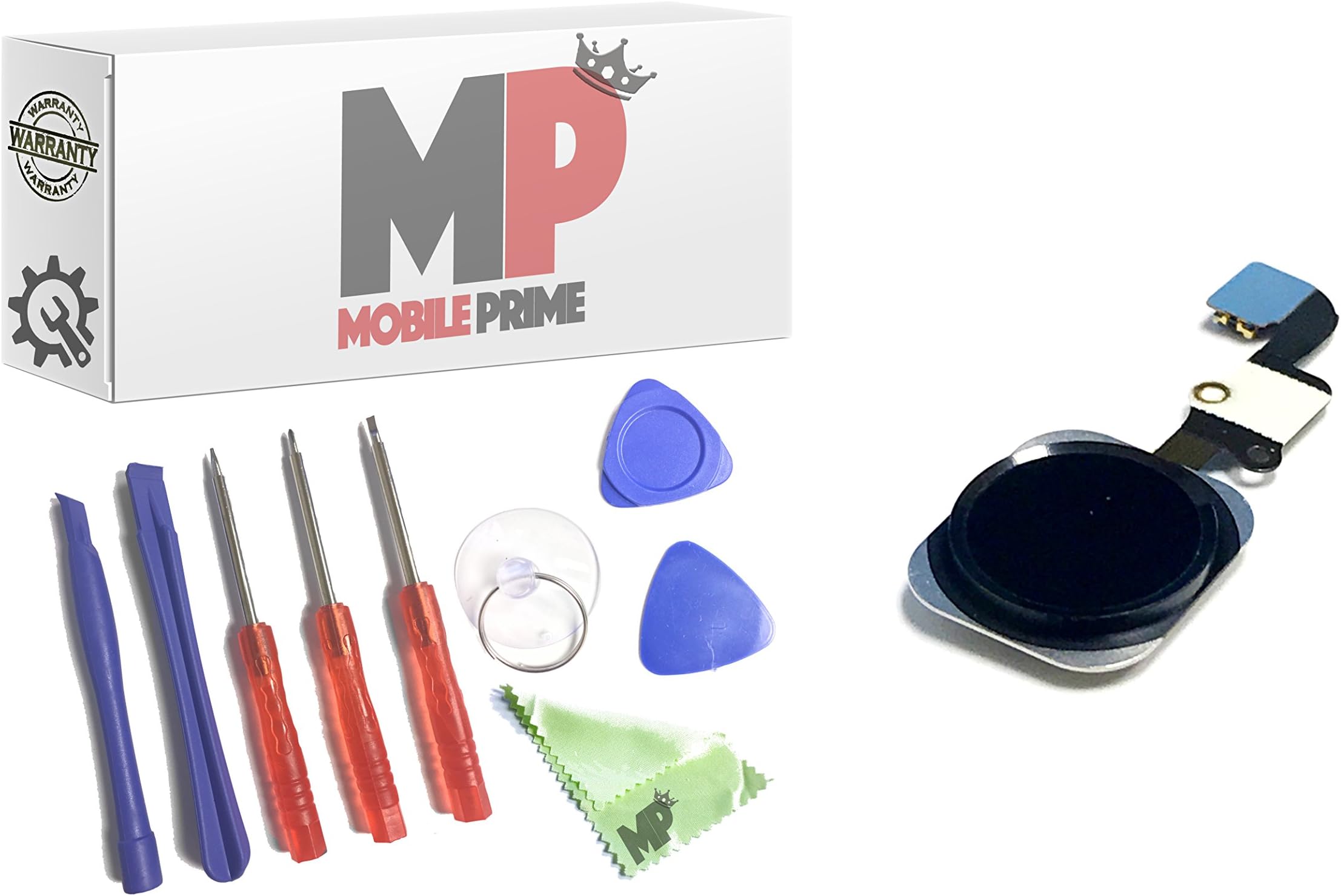 MobilePrime Black Replacement Home Button Flex Cable Prime Repair Kit Compatible for iPhone 6 and iPhone 6 Plus Including Repair Tools