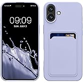 kwmobile Case Compatible with Apple iPhone 16 Plus Case - TPU Phone Cover with Credit Card Holder - Lavender