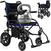 Vive Lightweight Electric Wheelchair for Adults - Foldable Power Wheel | Chair - Collapsible, Folding, Ultralight, Motorized, Light Weight Travel Senior Carbon Fiber Mobility Aid - Weighs 39 lbs
