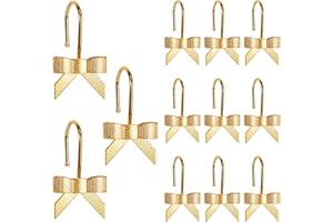 12 Pcs Bow Shower Curtain Hooks, Bow Design Rustproof Bathroom Curtain Hook Decoration, Decorative Accessories for Shower Rin